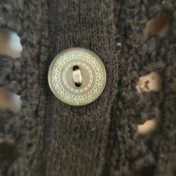 Lucky Brand Open Stitch Button Front Cardigan Black Size XL - Picture 5 of 8